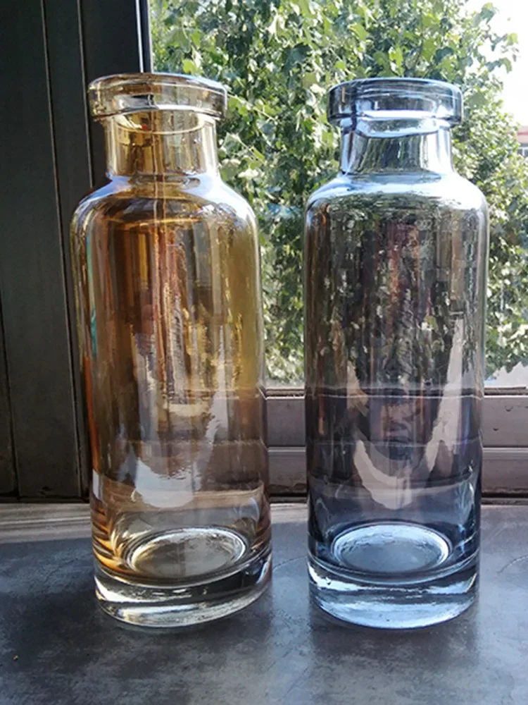 

Thickened Solid Color Vase Home Decor Nordic Style Doniczka Small Mouth Crystal Glass Dried Flower Vases Ornament Decoracion