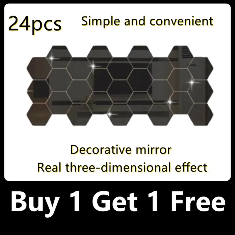 12/24 pieces Hexagonal 3D Mirror Wall Decal Perfect Acrylic Wall Decal Decal Home Decoration Mirror Art Decoration