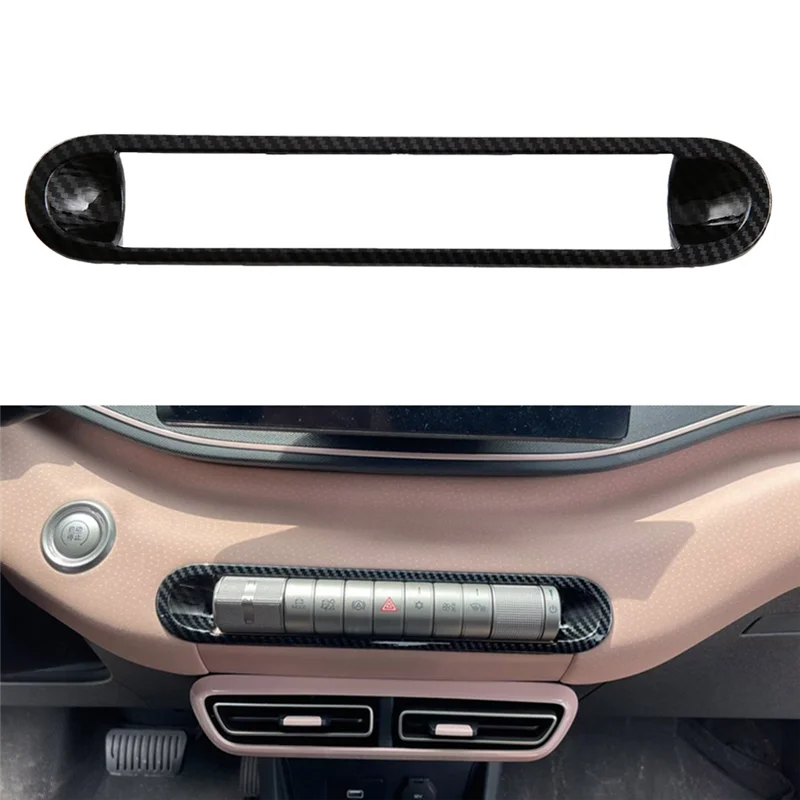 Carbon Fiber Console AC Air Conditioner Control Switch Cover Frame Trim For BYD Dolphin Mini/BYD Seagull-A61E