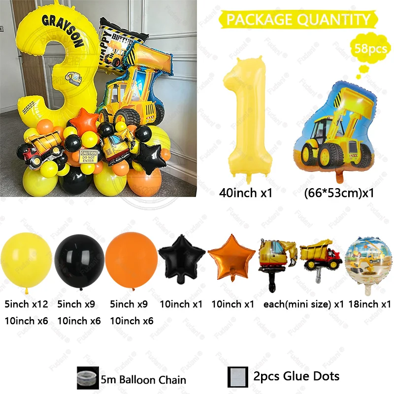 Construction Truck Excavator N - Heavy Equipment Birthday Theme ulasan dan harga