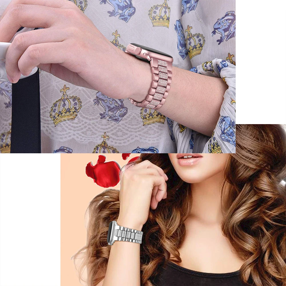 Metal Strap for Apple Watch Band 44mm 40mm 45mm 41mm 49mm 46mm 42mm 38mm Diamond Wristband iWatch Series Ultra 10 9 8 7 6 5 4 SE