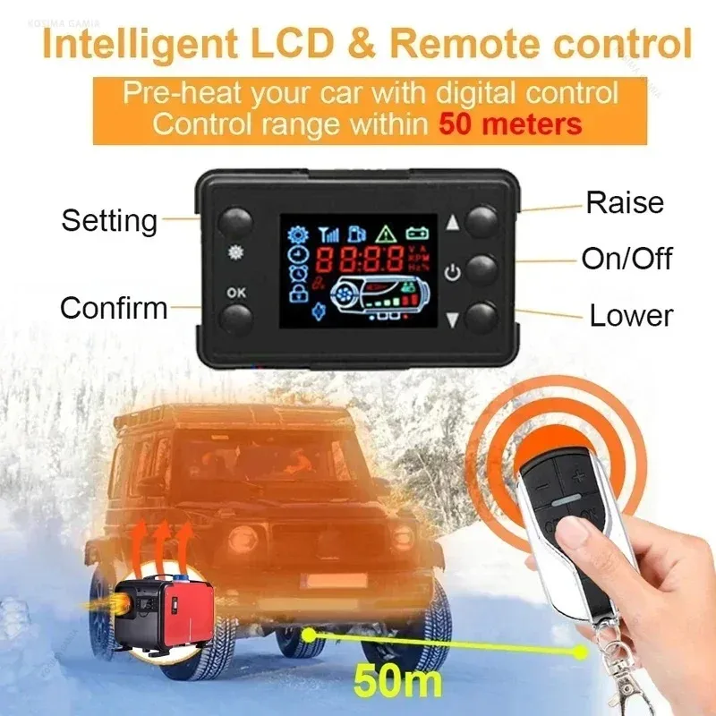 12V/24V/220V Air Parking Heater 5KW Car Diesel Heater LCD Remote Control Engine Preheater Warmer Heater for Car Truck Boat RV view 3