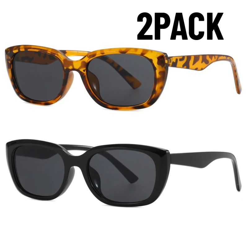 

2PACK Frame Vintage Sunglasses Women Men Brand Cat Eye Sun Glasses Retro Eye Glasses Goggle for Male Female Rectangle Glasses