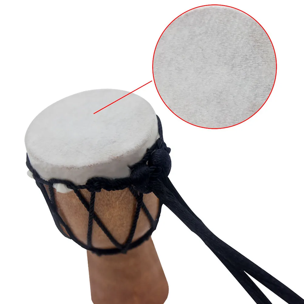Wooden African Drum Mini Djembe Handcrafted Hollow Solid Wood Metal Rings Tuning Loops Miniature Drum Gift Desktop Music