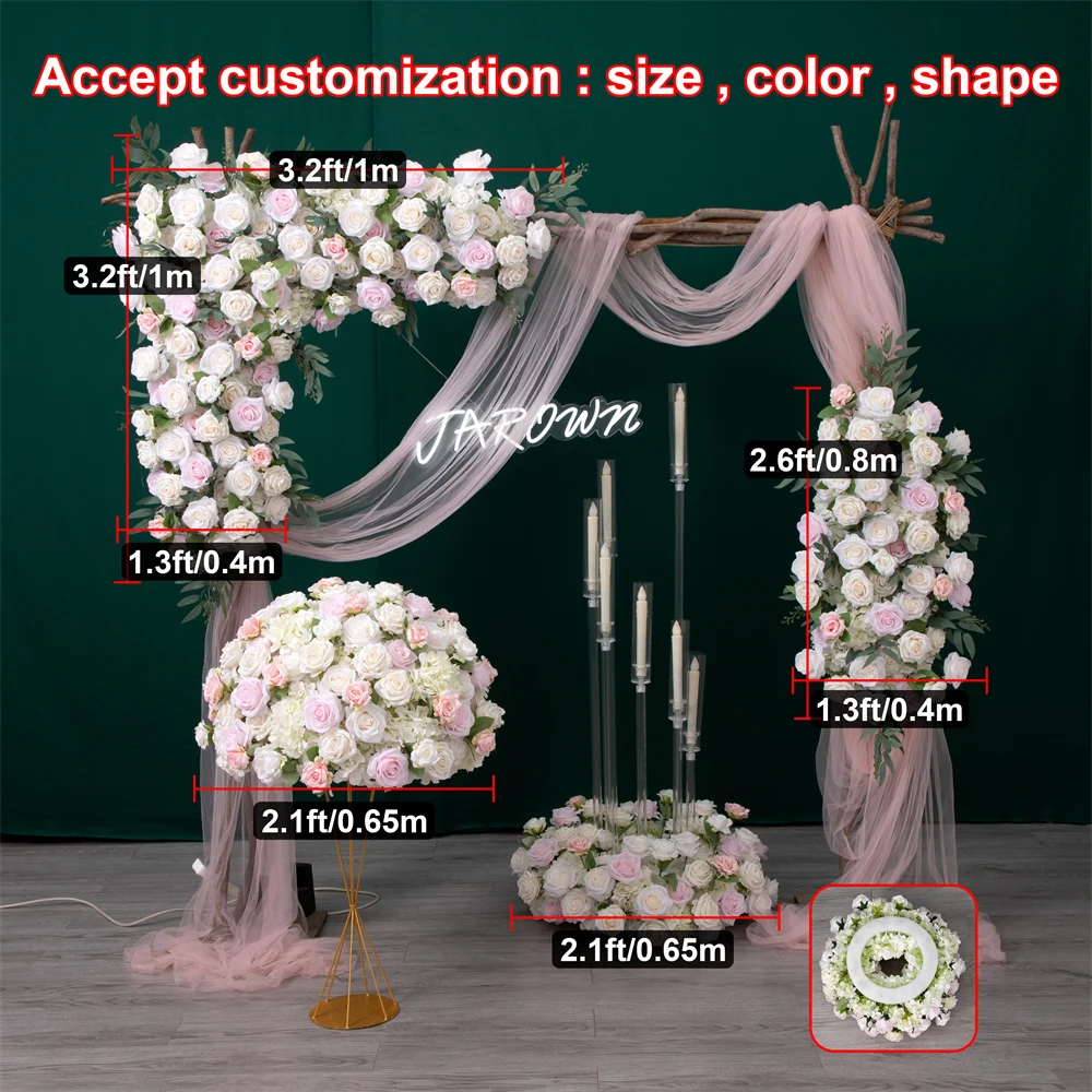 2.1ft Artificial Flower Ball Wish Shopping Wedding Party Decoration Candlestick Wreath White Pink Rose Triangular Flower Rows