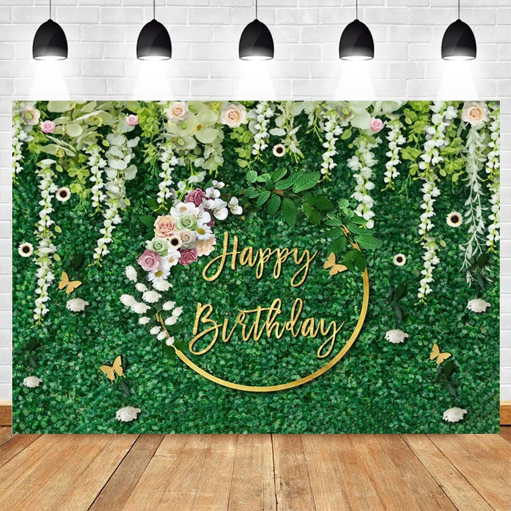 Green Screen Leaves Backdrop Flower Tropical Jungle Leaf Wall Grass Baby Shower Birthday Wedding Photography Background Props