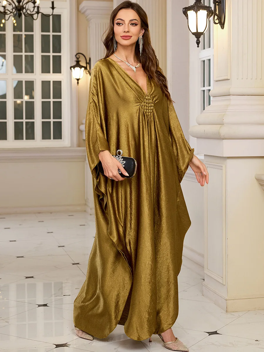 Plus Size-Kaftan-Kleider für Damen, glitzerndes Glitzer-Kaftan mit Fledermausärmeln, Vertuschung, Strand-Maxikleid, Loungewear – Detail 12