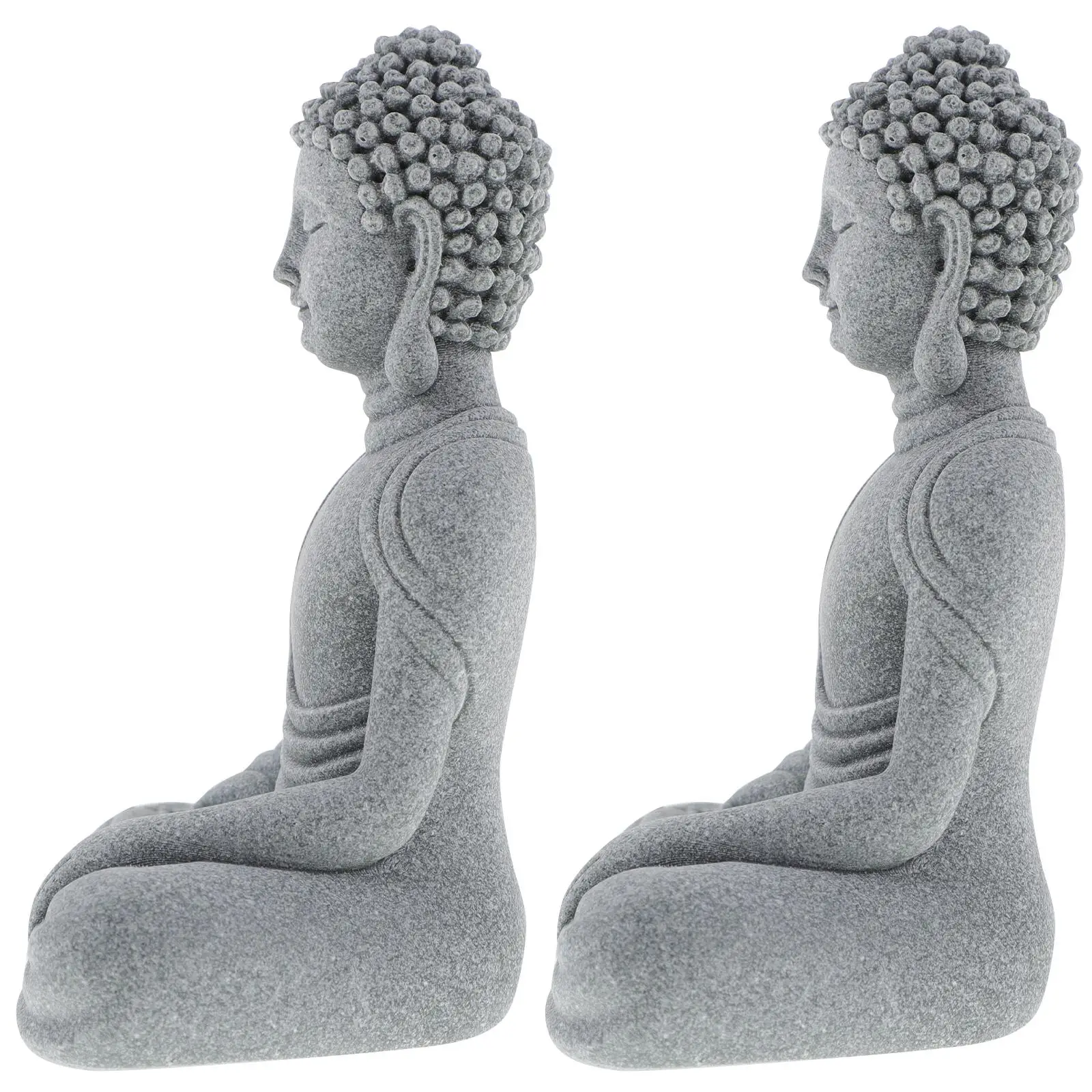 

Simulated Small Sitting Buddha Statue Decor Durable Sandstone Garden Landscaping Bonsai Tabletop Statues