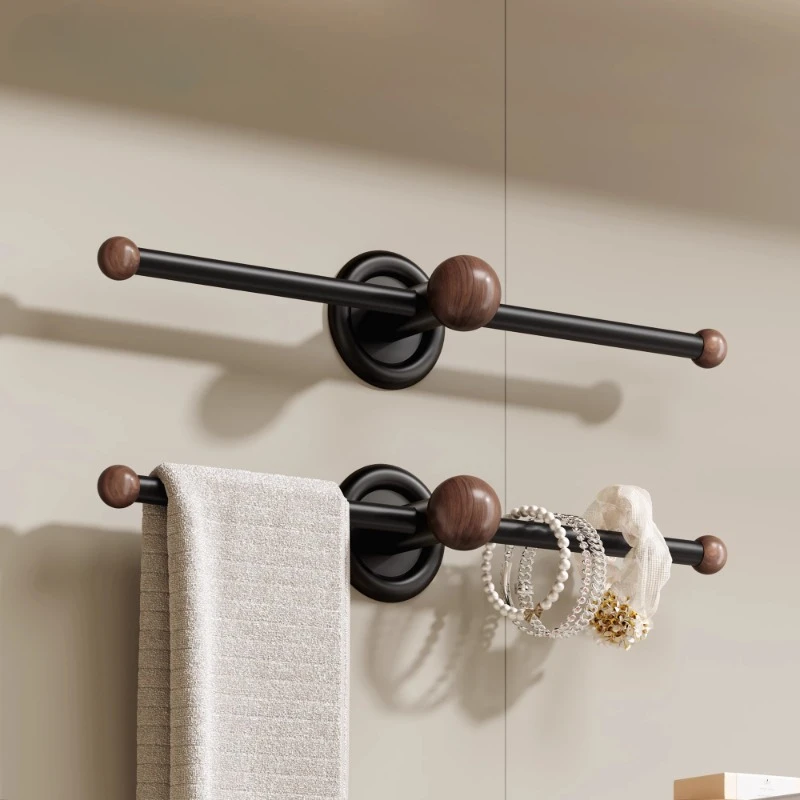 

Винтажная вешалка для полотенец, настенный держатель для полотенец для ванной комнаты, одинарный стержень в деревенском стиле, экономия места, без сверления, органайзер для ванной комнаты
