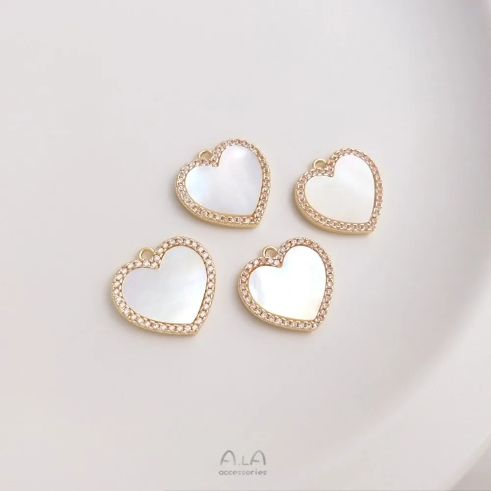 

Инкрустированные натуральные материнские ракушки, циркон, медные подвески, 14-каратное золото, цвет персикового сердца, кулон «сделай сам», браслет, ожерелье, ювелирные изделия, кулон «Любовь»