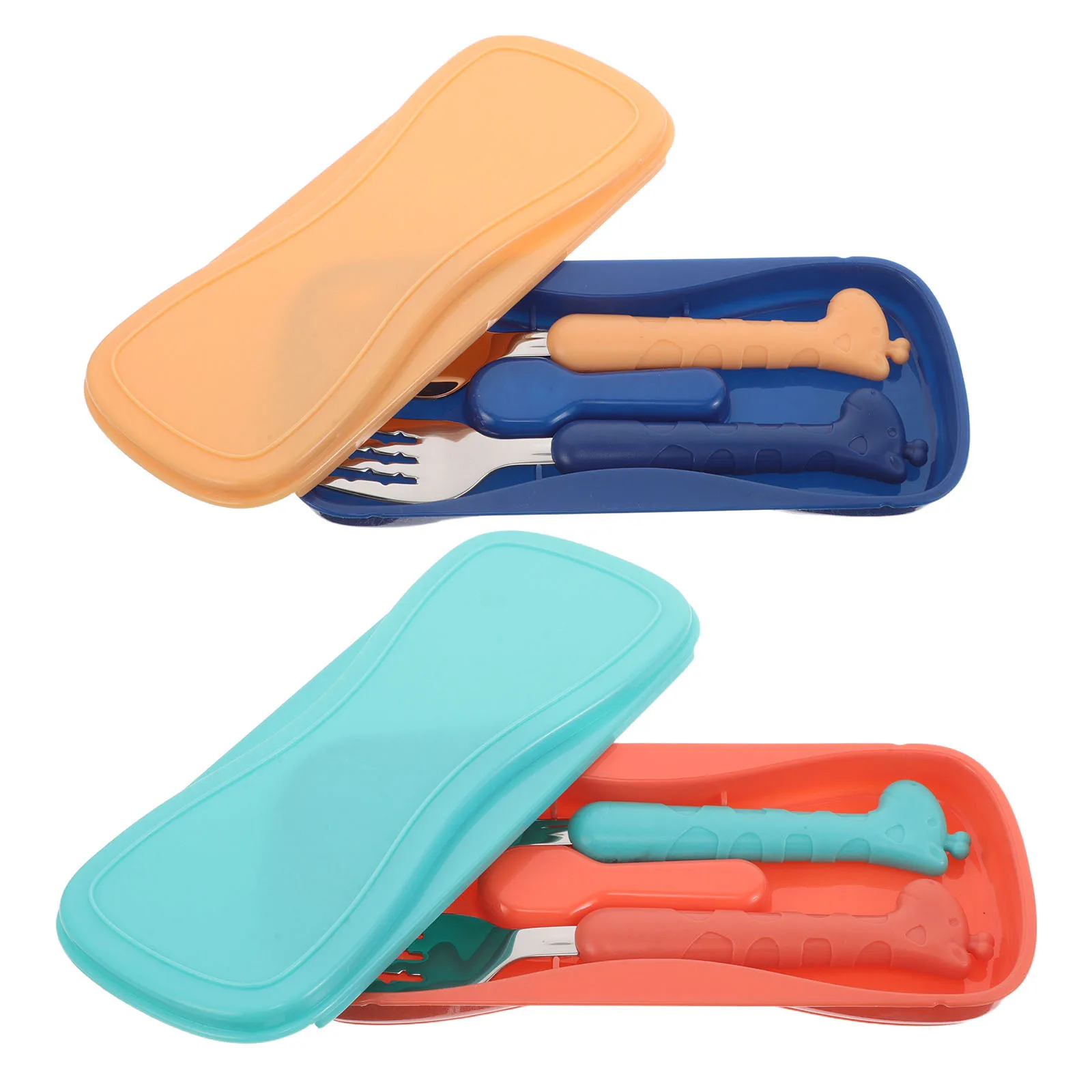 

1 комплект, набор посуды из нержавеющей стали для малышей, портативная детская вилка, ложка, дорожный чехол для столовых приборов, детская посуда для кормления