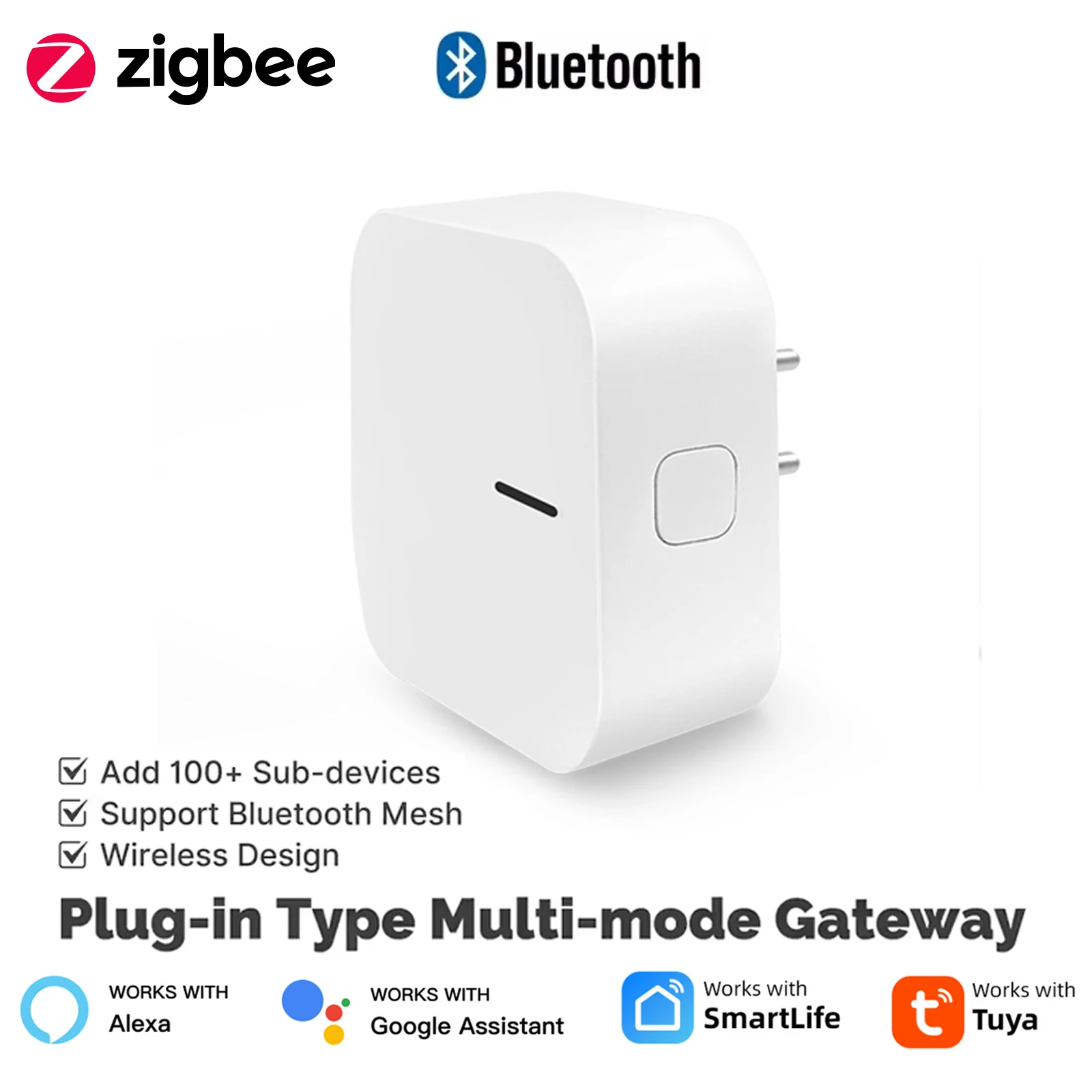 

Многорежимный ZigBee Bluetooth BLE Mesh Gateway Tuya, розетка европейского стандарта, умный концентратор, 100 + концентратор для дополнительных устройств, мост для Alexa Google Home