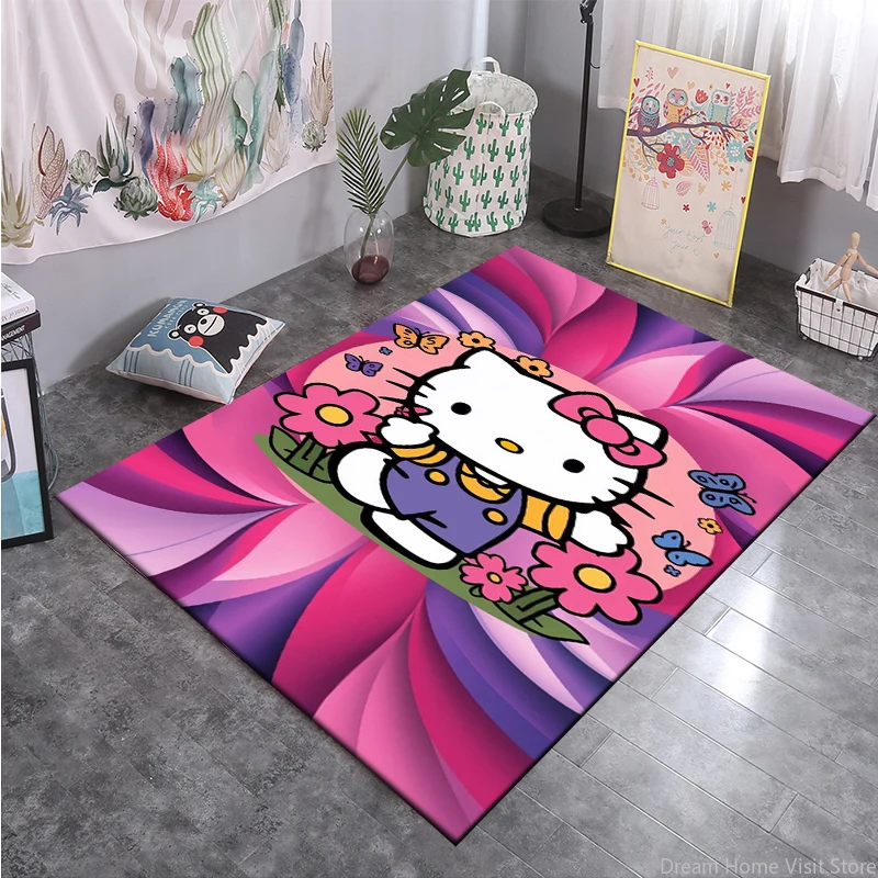 Sanrio Hello Kitty Anime HD Large Area Rugs Carpets for Home Living Room Children's Non-slip Bedroom Sofa Kids Doormat Floor Mat