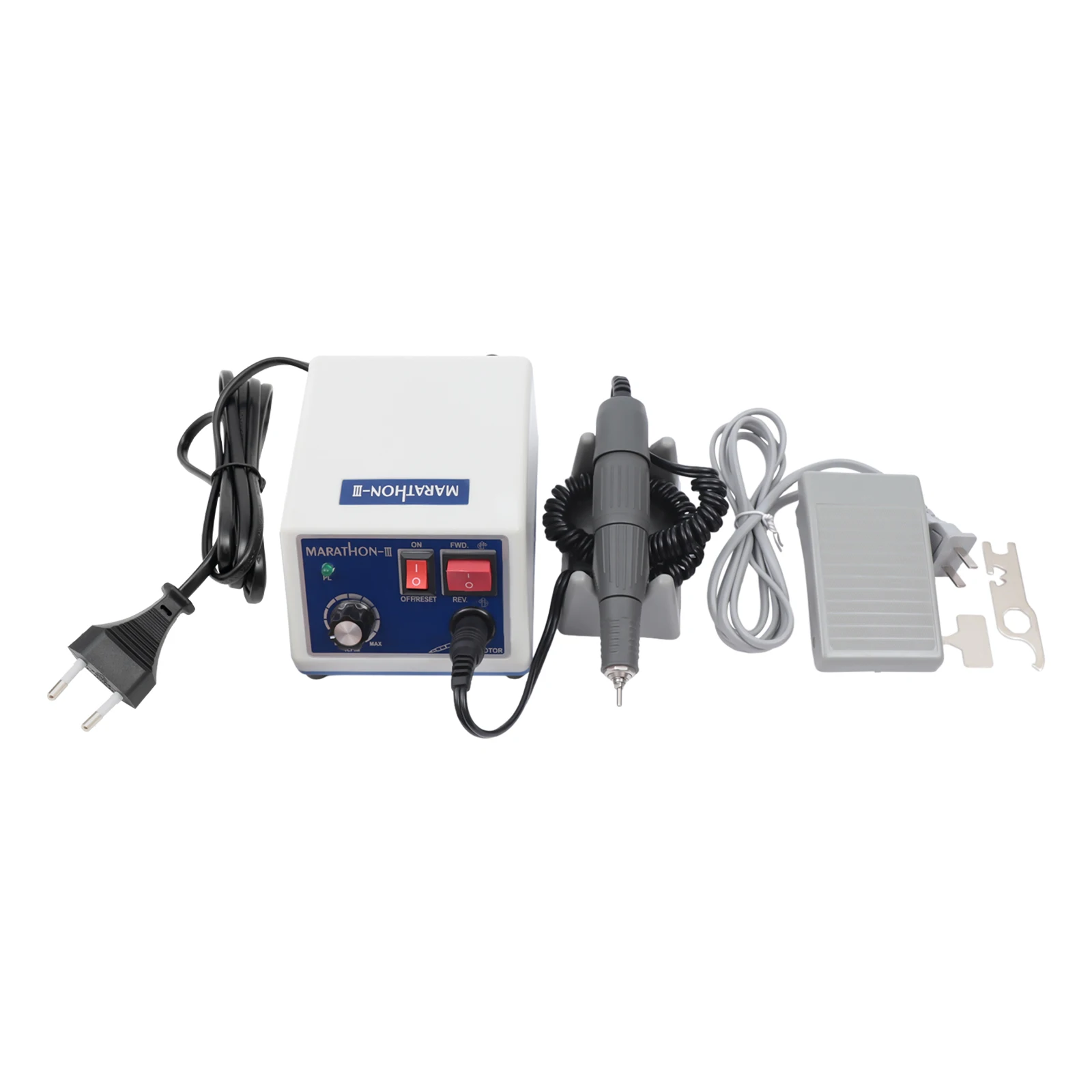 Lab Marathon Mikromotor-Maschine zum Schneiden/Polieren/Schleifen, Handstück-Set mit Fußpedal, Duale Steuerungssysteme, 35000 U/min, 65W