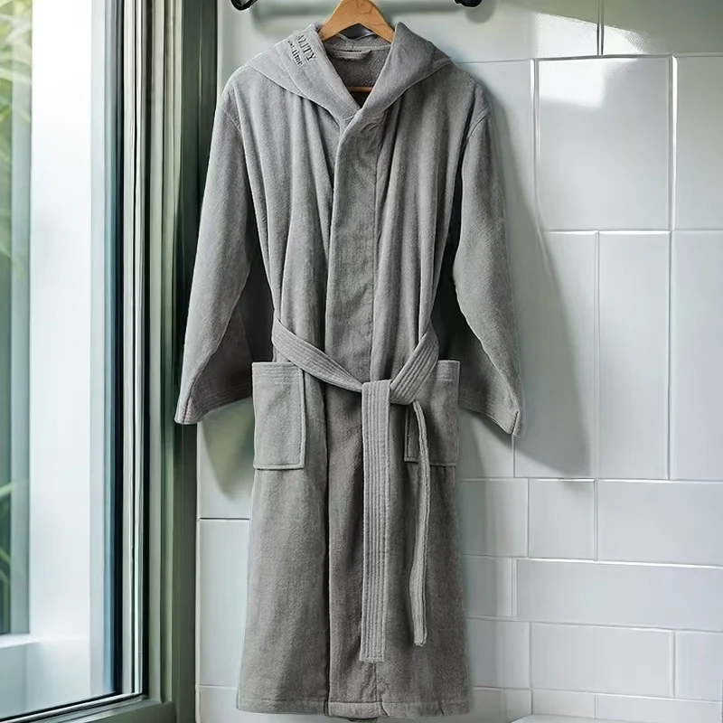 Winter New Men's Robe Homewear Plus Size Kimono Bathrobe Gown Towel Fleece Shower Peignoirs Loose Thicken Nightwear