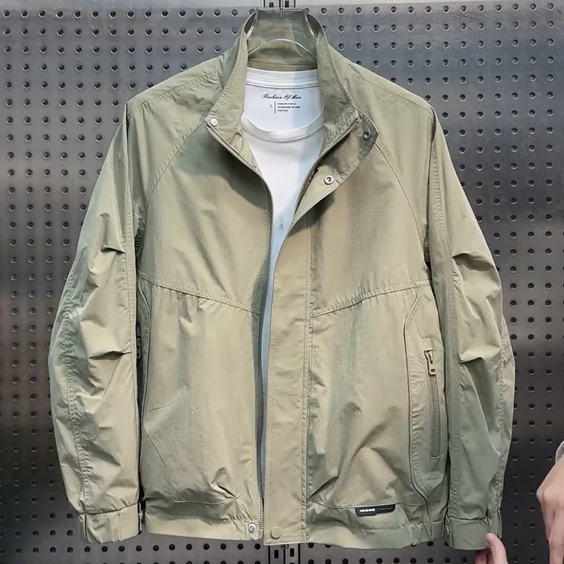 

New Men's Casual Zipper Jaet Stand Collar Faionable Korean Sle Spring Autumn Trendy Versatile Top Youth Polyester