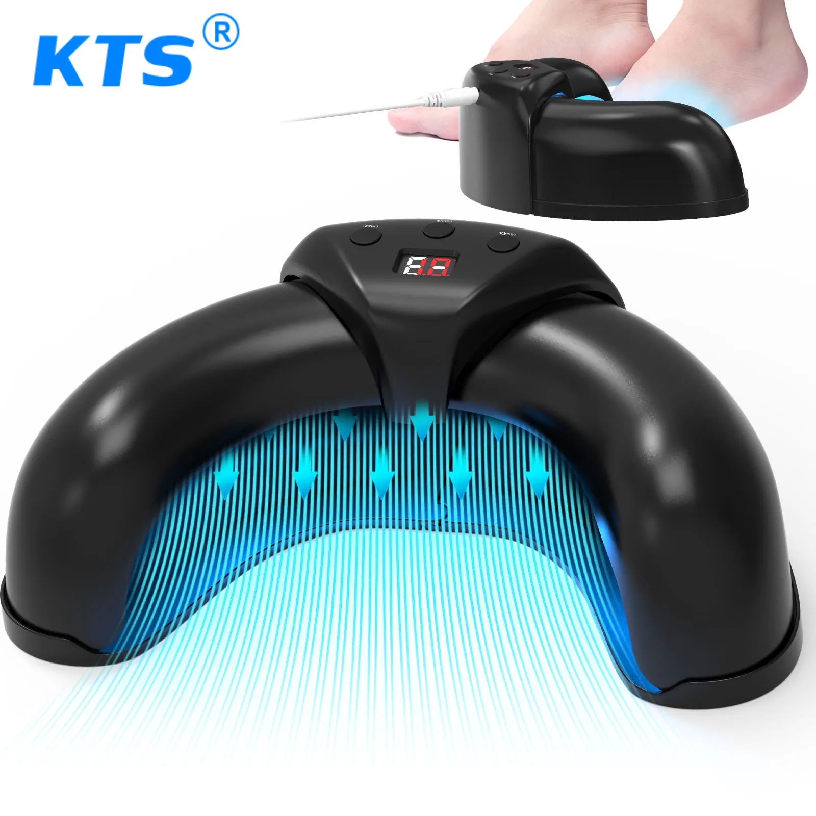 KTS Nail Fungus Laser Device Toenail Fungus Cleaning Machine 12x470nm 6x910nm Cure Onychomycosis Time display 2000mA 10 minutes