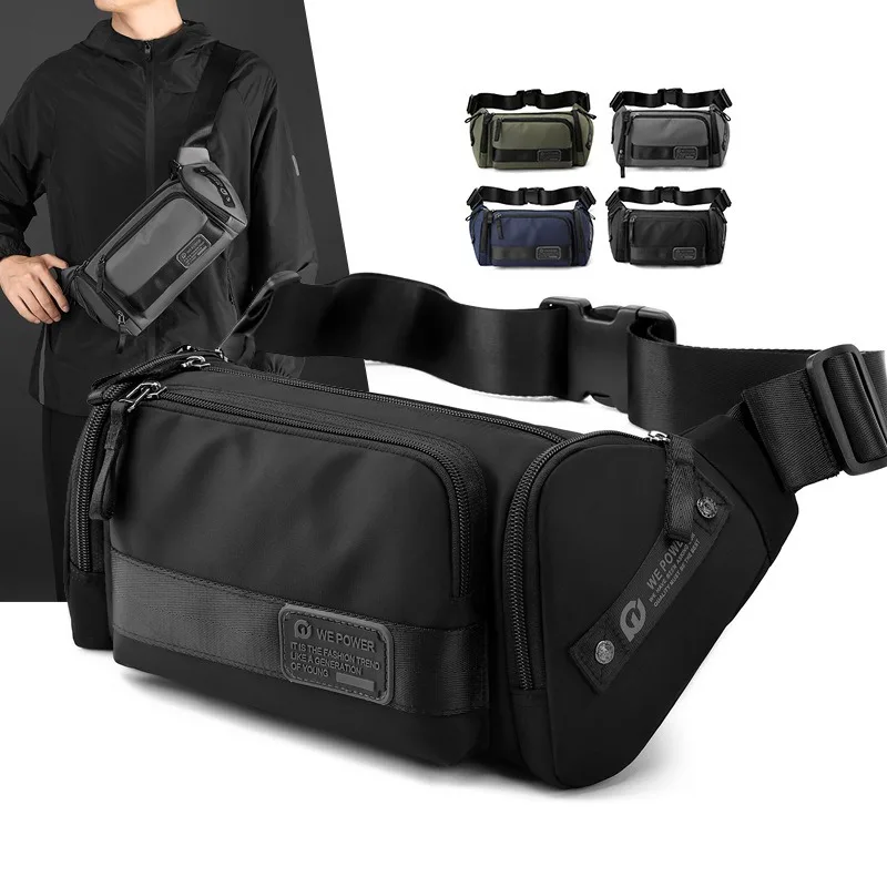 

Men Waist Fanny Pack Cross body Shoulder Bags Multi-Pocket Outdoor Sports Travel Hiking Nylon Male Hip Belt Bum Sling Chest Bag