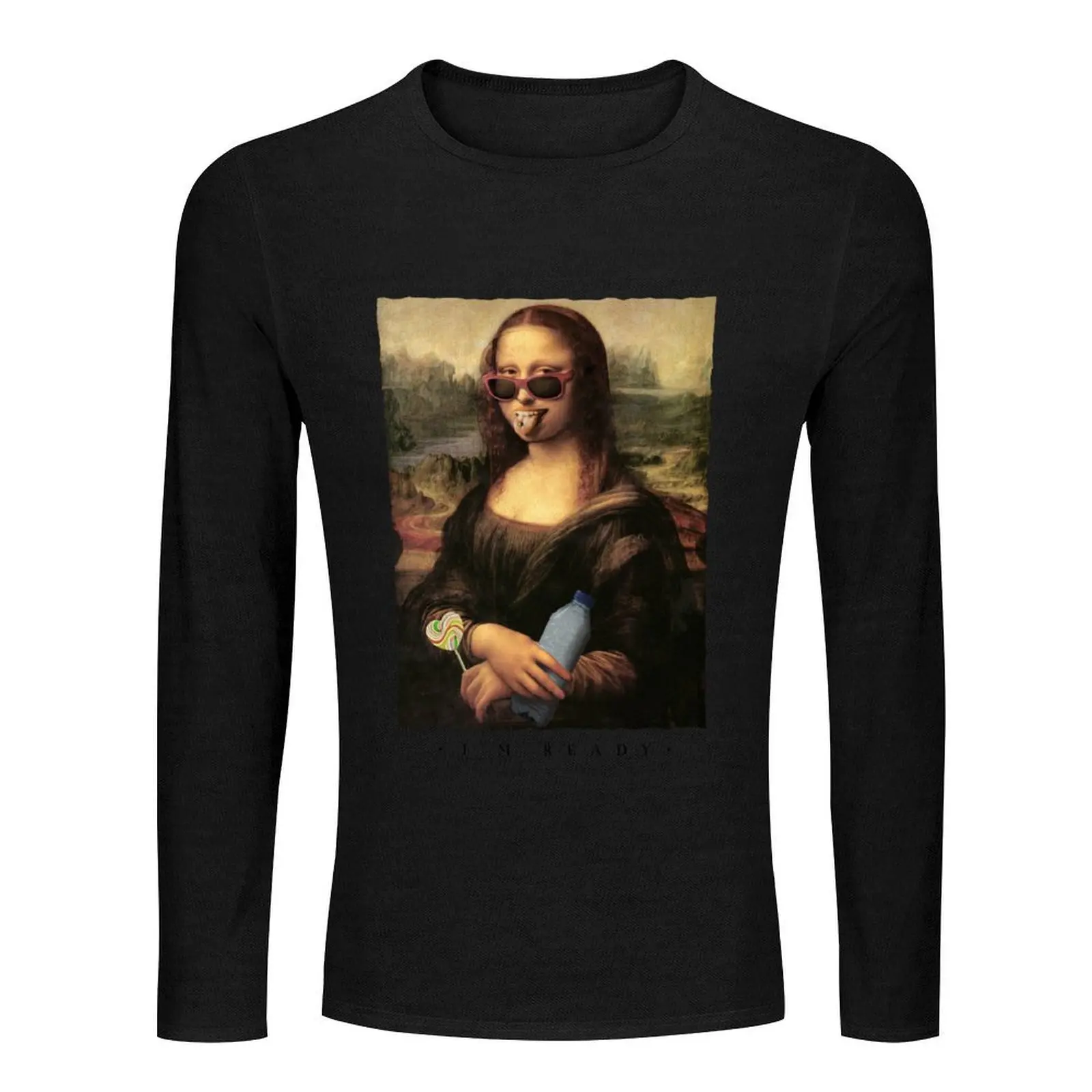 Funny Mona Lisa Long T-Shirt animal print shirt for boys heavyweight t shirts anime clothes men workout shirt