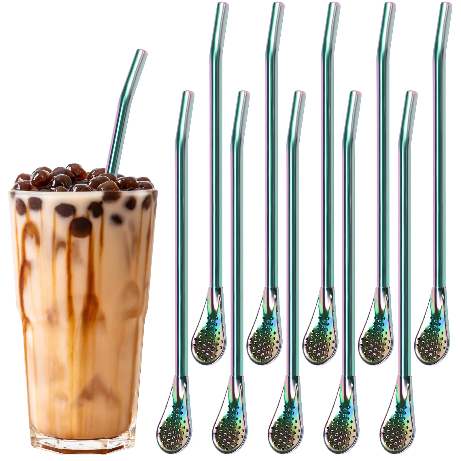 10/20Pcs Stainless Steel Straws Spoon Yerba Mate Straw Filter Tea Drinking Straws Filtered Spoons Drinking Tool Bar Accessories