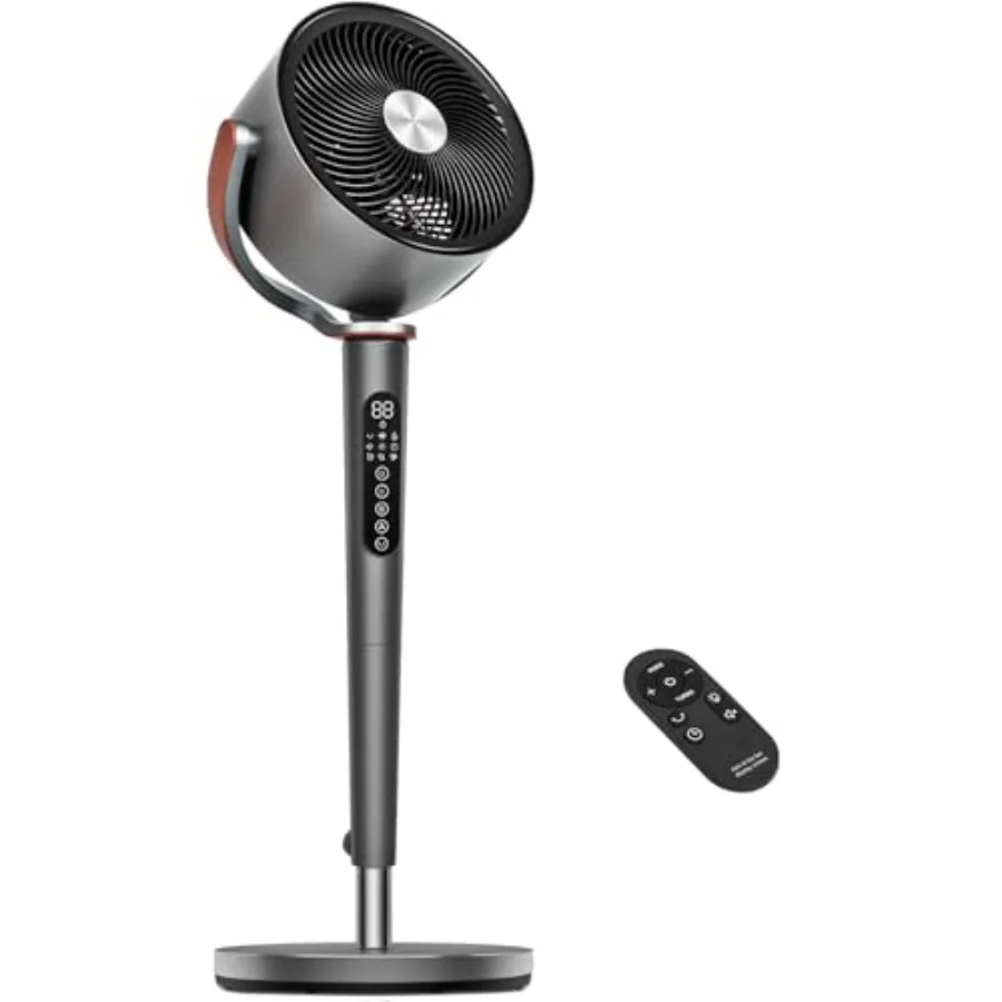 

Large Pedestal Fan for Bedroom: Black DC Motor Air Circulator with 120 Oscillation, Ultra Quiet 85ft Coverage, Adjustable Heigh