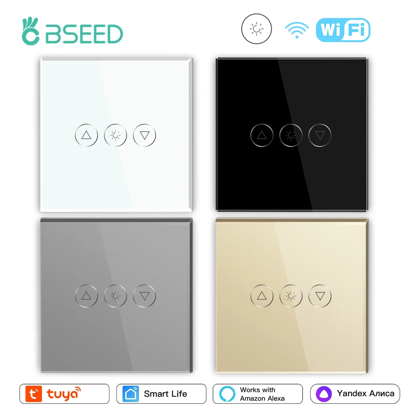 BSEED Smart Wall Switch 1Gang 1Way Wifi Dimmer Switch LED Light Switch Tuya Smart Life Alexa controllo Wireless bisogno di filo neutro