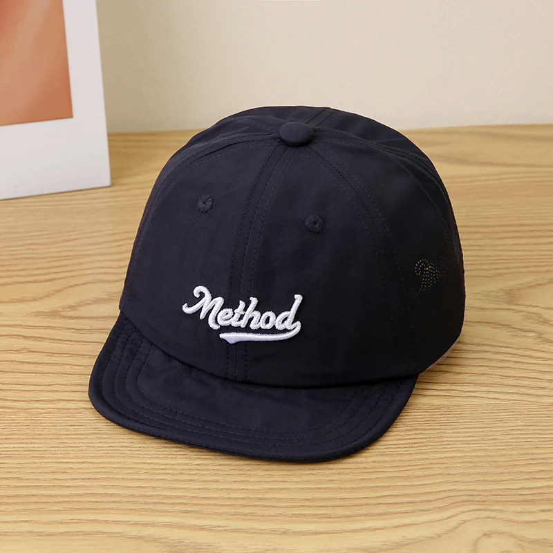 Method American-style bold embroidery quick-dry soft brimmed children's baseball cap with side ventilation mesh for casual sport view 5