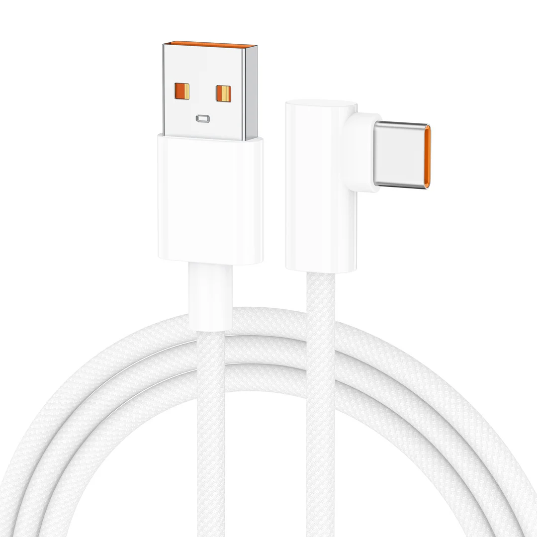 Bend 90 degree Type-C data cable braided PD 60W C-C /USB to type C universal charging cable for gaming without blocking hands
