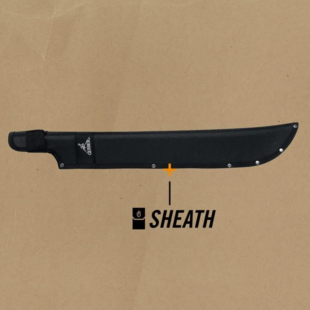 25" Machete with Plain Edge and Saw Blade, Gator Grip Handle, Sheath for Gardening, Survival, Hunting, Camping