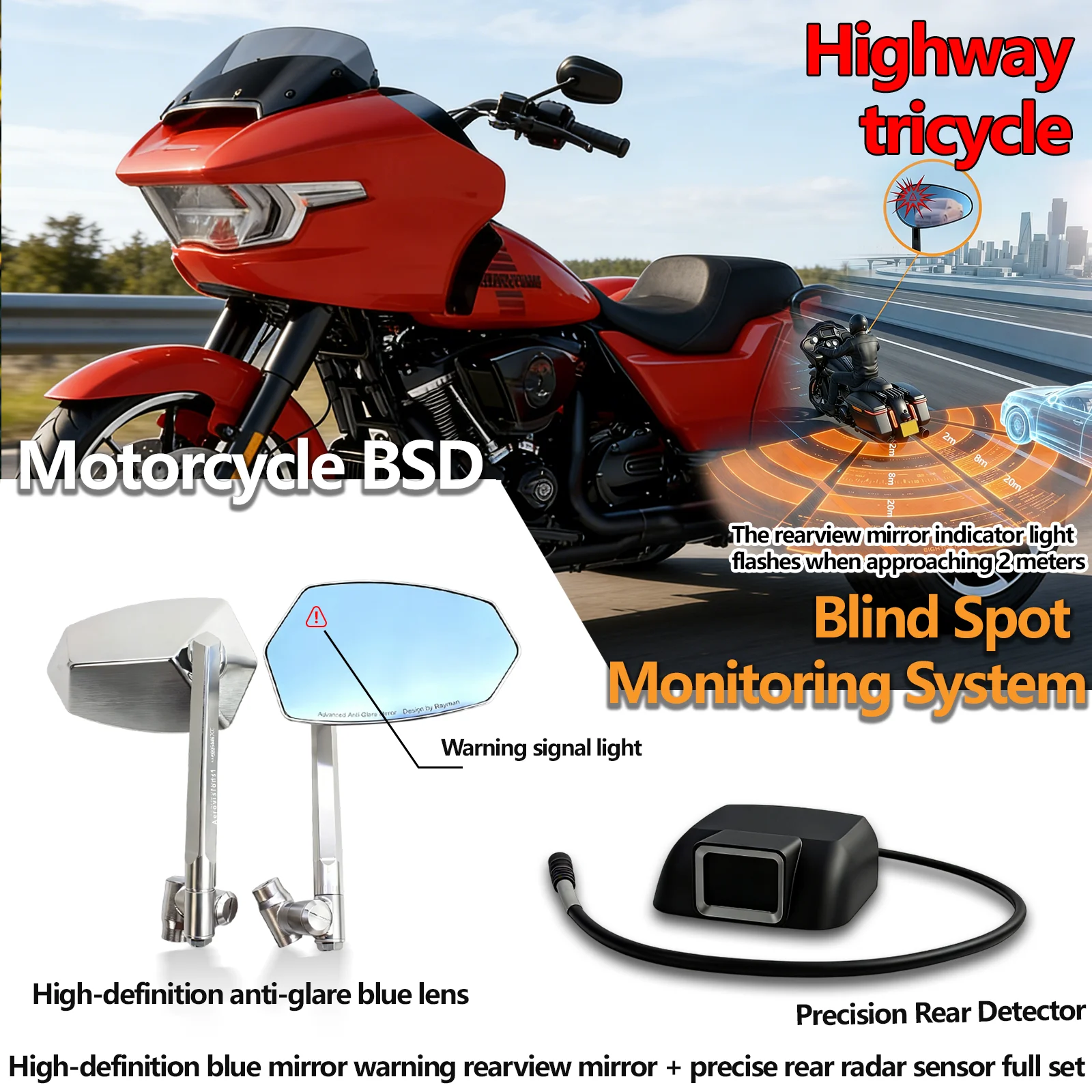 

Зеркало заднего вида High-Definition для Road Glide 3 026 с антибликовым покрытием и точным задним датчиком.