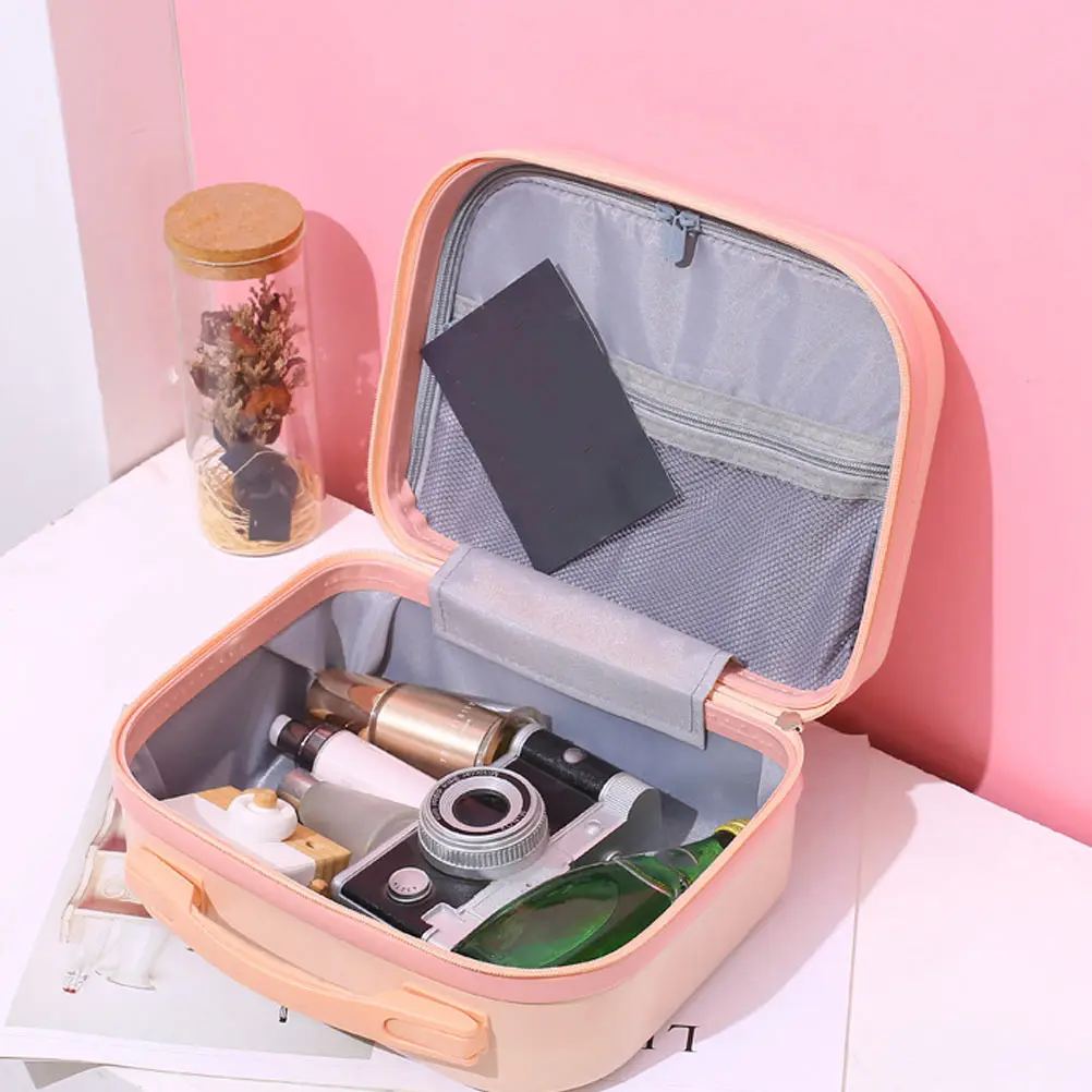 حقيبة أدوات الزينة الصغيرة الشفافة ذات سعة كبيرة مادة ABS خفيفة الوزن ومحمولة للسفر للنساء على شكل حرف H للتخزين #4