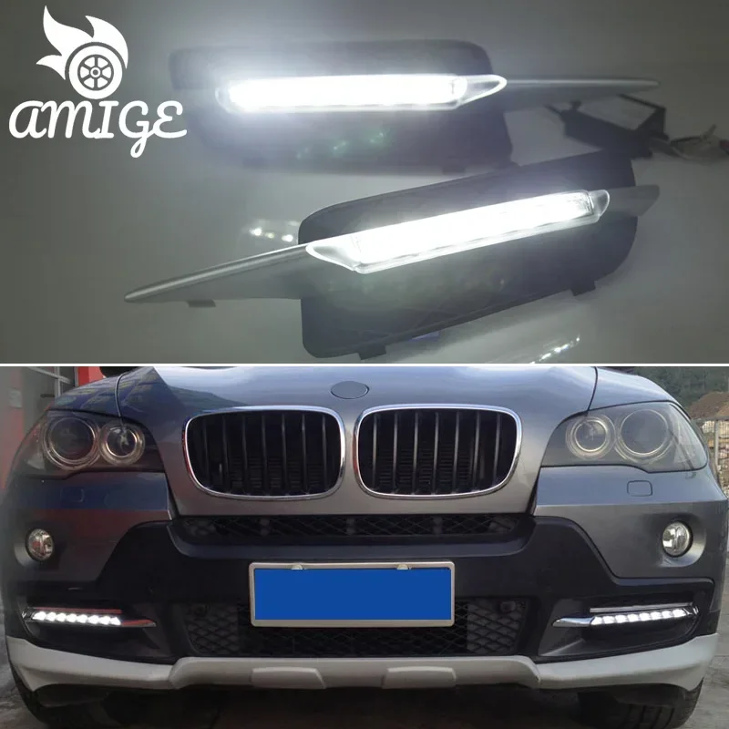 

Светодиодные дневные фары DRL для BMW X5 E70 2007-2010, функция автоматического затемнения, 12 В, светодиодные дневные ходовые фары