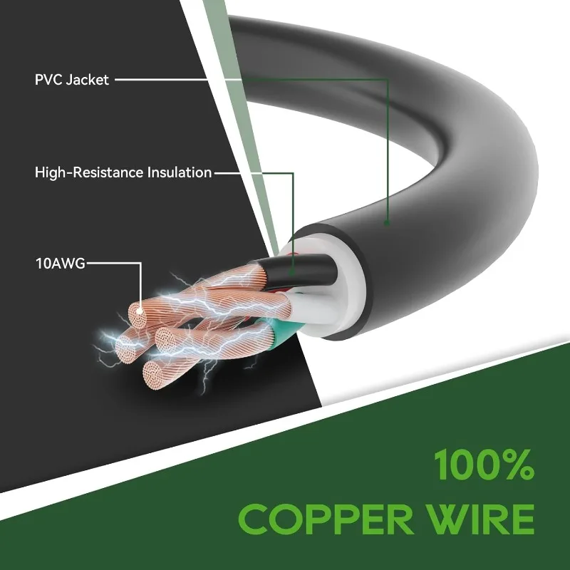 مجموعة كومبو الطاقة في حالات الطوارئ، سلك مولد 25 قدم 30 أمبير وصندوق مدخل الطاقة، سلك مولد NEMA L14-30P إلى L14-30R