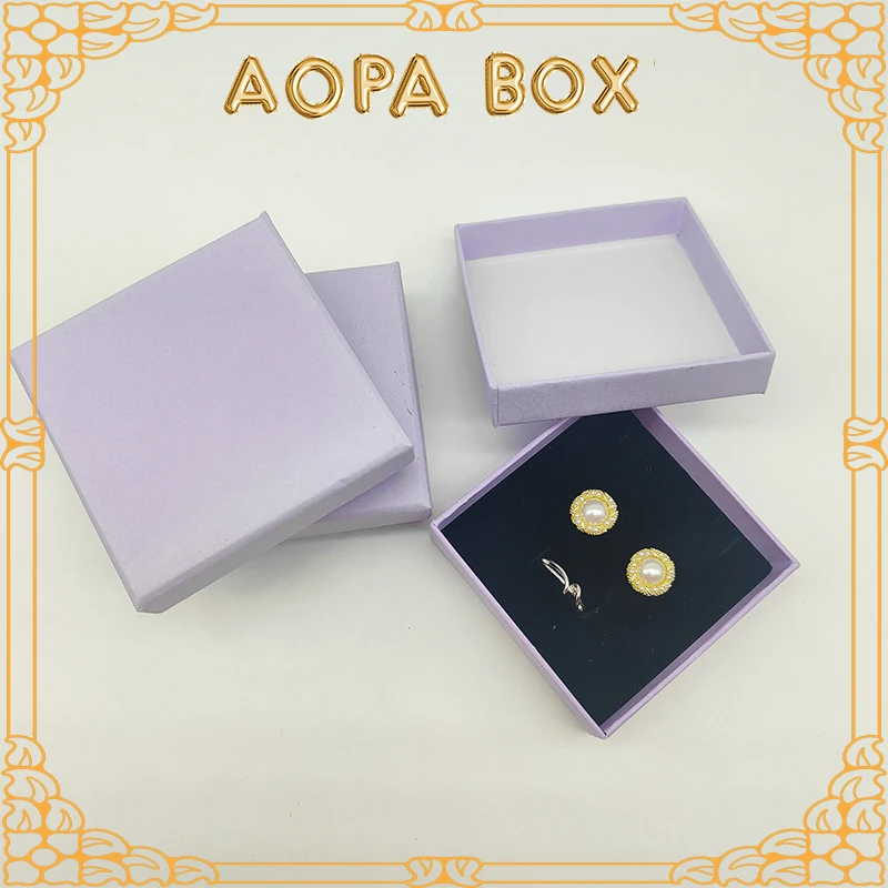 12pcs Luxury Purple Lid And Base Paper Boxes For Jewelry Earrings Ring Necklace With Foam Insert