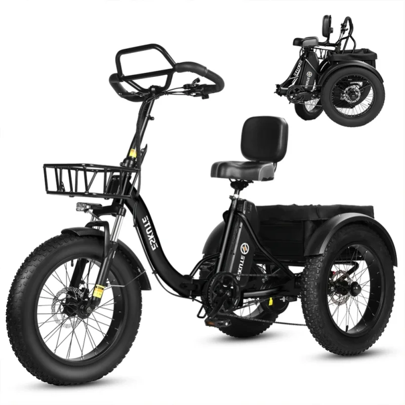 Eskute T302 Pro Cargo E-Bike Erwachsenen-Elektro-Dreirad 20-Zoll Elektrofahrrad 500W MOTOR 48V20.8AH Akku Faltbares Elektro-Dreirad 20*4.0 Zoll City-geeignetes Elektro-Dreirad
