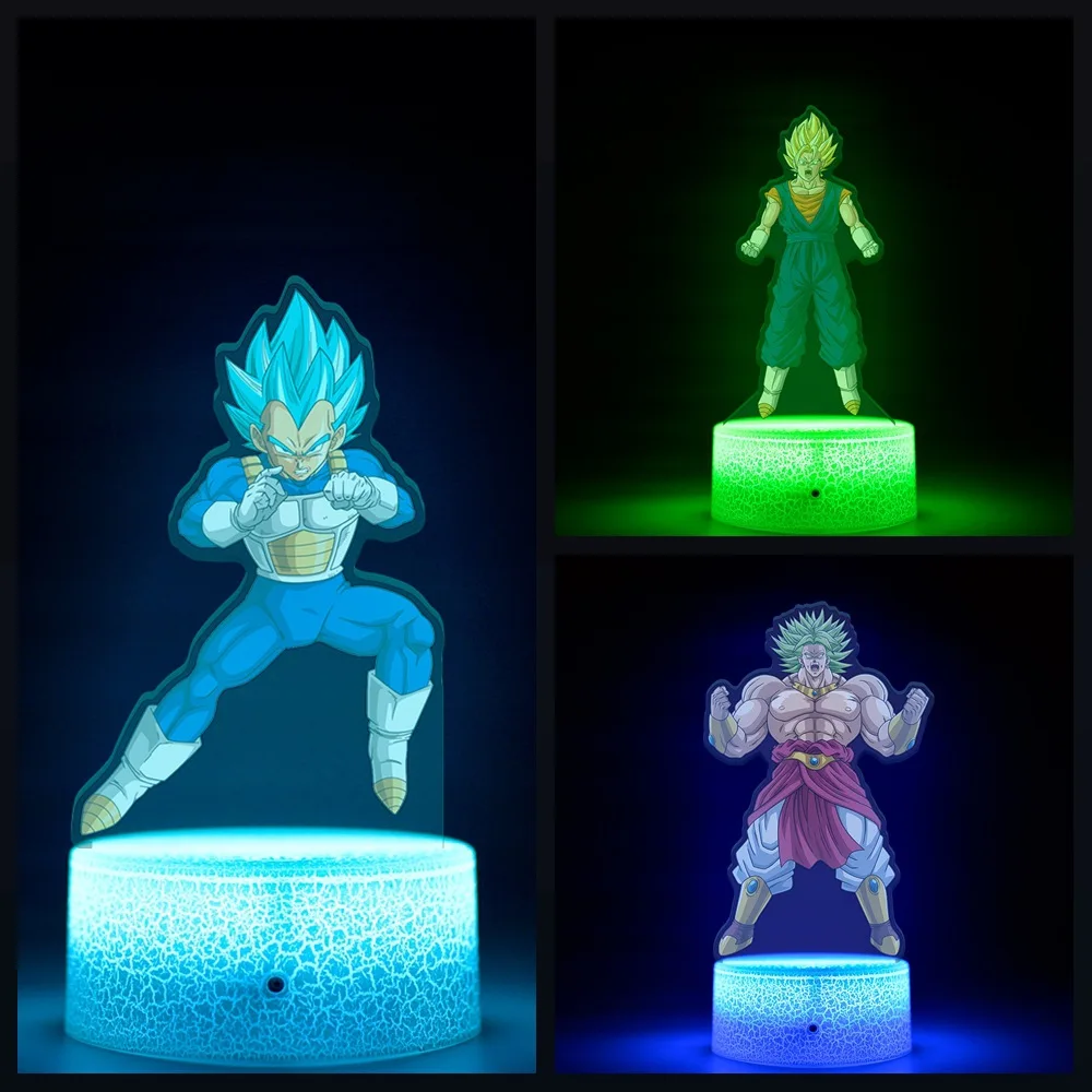 

Dragon Ball Z ночник Аниме Фигурки 3D украшения Super Saiyan Toys Лампа с дистанционным управлением Детская коллекция подарков на день рождения
