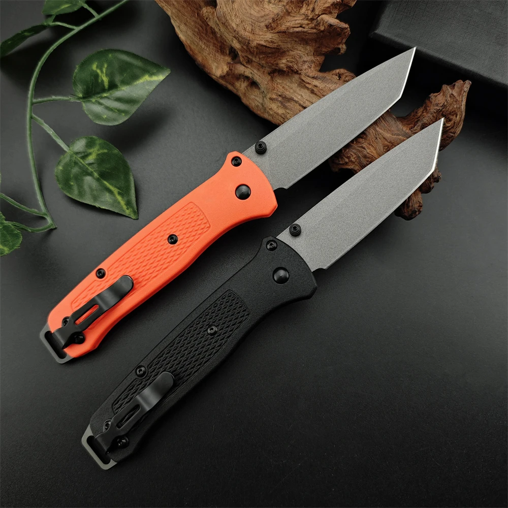 BM 537 Mini Flip Folding Knife Tanto Blade Nylon Fiber Handle Lightweight EDC Outdoor Hunting Tactical Fishing Essential Tool