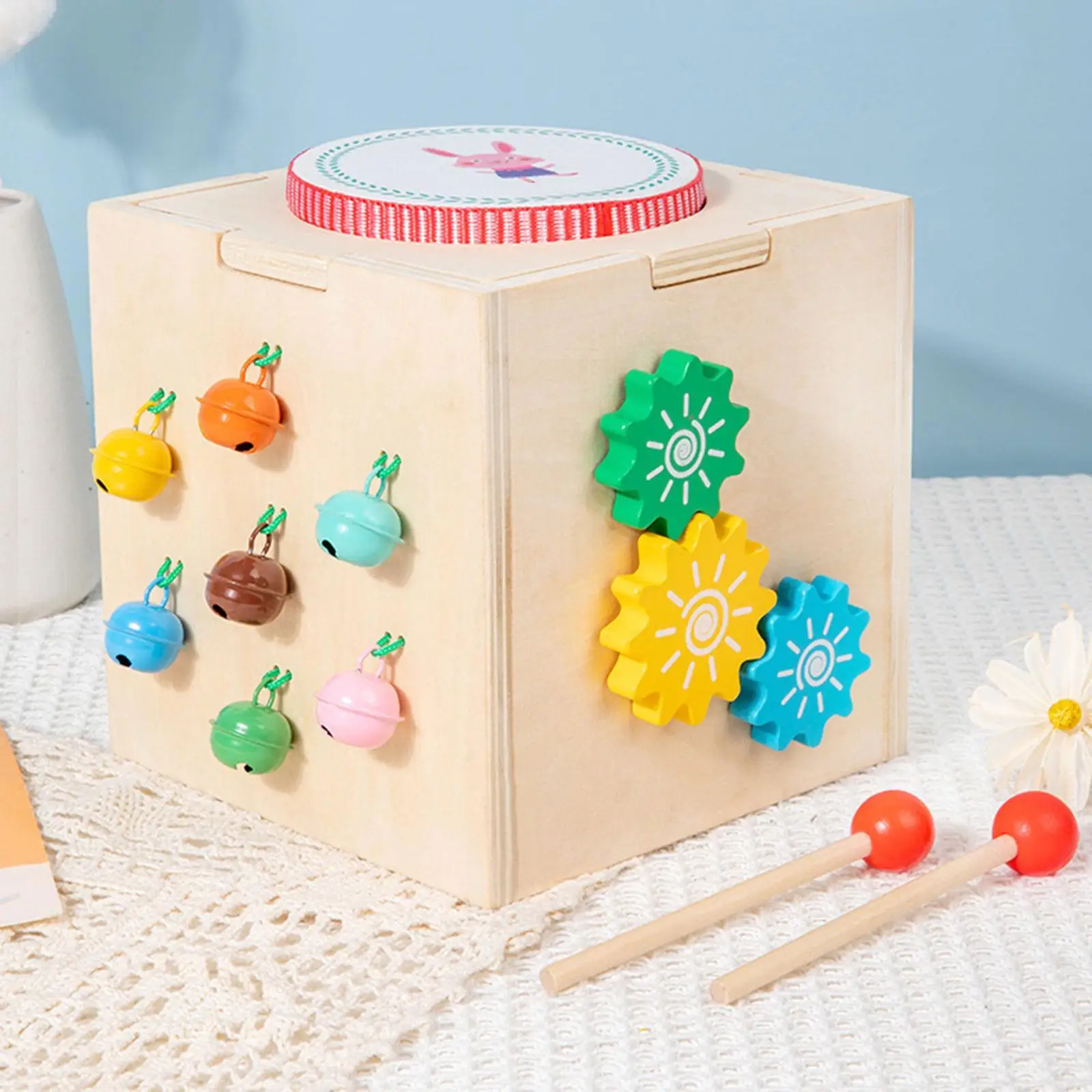 Juego de tambor Montessori para bebé, instrumentos musicales más en 1, juguete sensorial Musical, Kits musicales de madera para niños de 2, 3, 4, 5, 6 años