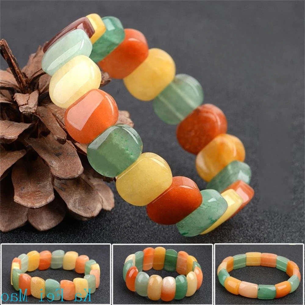 Natural Golden Silk Jade Polychrome Bracelet Exquisite Charm Fashion Retro Fine Jewelry Luxury Best Selling Couple Holiday Gift