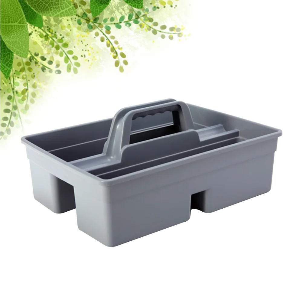 Large Capacity Storage Tray Portable Dual Sides Tool Basket Car Item Cleaning Tool Plastic Storage Box with Handle (Grey)