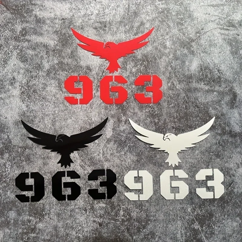 

1 шт. Edgy Eagle и наклейка на автомобиль с номером 963, несколько цветов, смелая наклейка для кузова/окна автомобиля, добавление спортивной атмосферы к вашему автомобилю