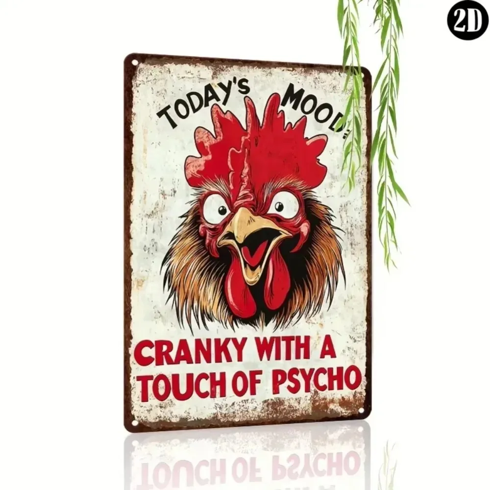 

RoosterVibe Metal Sign - "Today's Mood" Quote with Rooster Art - Weather-Resistant & Lightweight Mounting - Perfect for