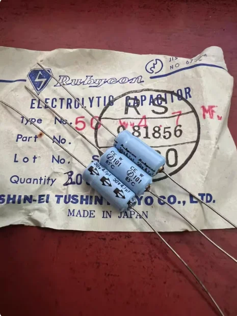 

30pcs/lot Original Japanese RUBYCON 50v 4.7UF CEW axial aluminum electrolytic capacitor 6x15mm free shipping