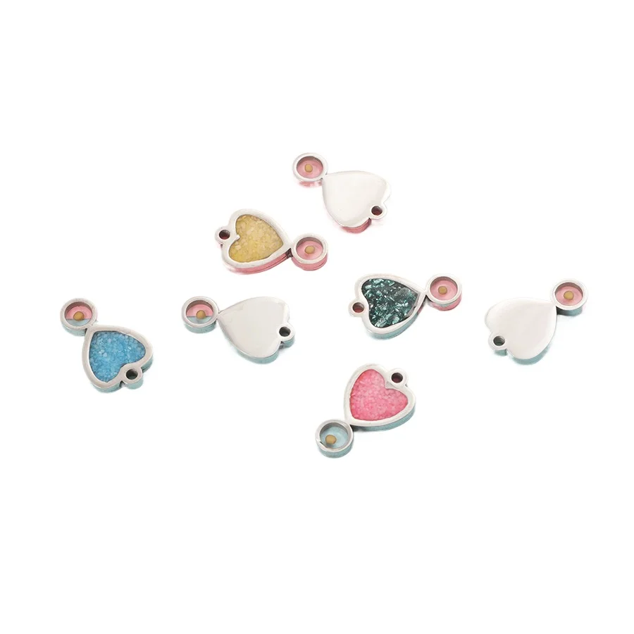 

50pcs/lot Stainless steel crystal heart pendant DIY jewelry accessories