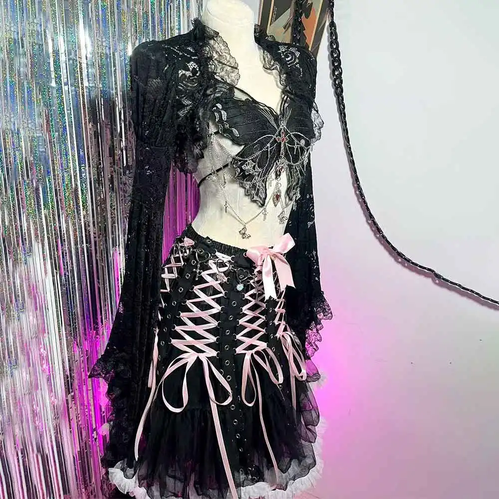 

Готический Эмо Панк Рок Гранж Гот Харадзюку Эко Подростковая Мода Ревавал Y2K Топы Цепь Бабочка 90-х Крест DIY Кибер Электронные девушки