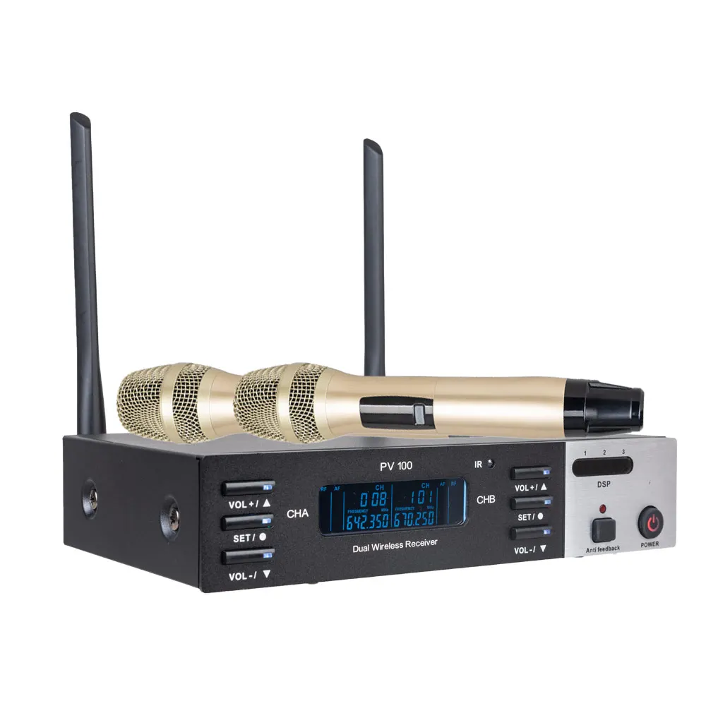 ShennDare 2-канальный профессиональный UHF беспроводной микрофон для дома KTV сценическое представление DSP беспроводной ручной микрофон 640 ~ 690 МГц