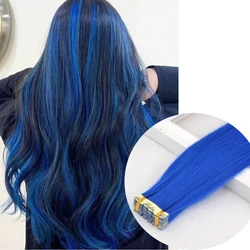 Nastro nell'estensione dei capelli s nastro adesivo invisibile colorato sintetico nell'estensione dei capelli 10 pz/pacco rosa viola blu capelli colorati