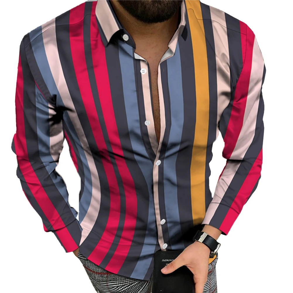 Comfy Fashion Casual Daily Shirt( Tops Button Down Casual Checkered Loose Mens Party T Dress Up Print Shirt Stripe