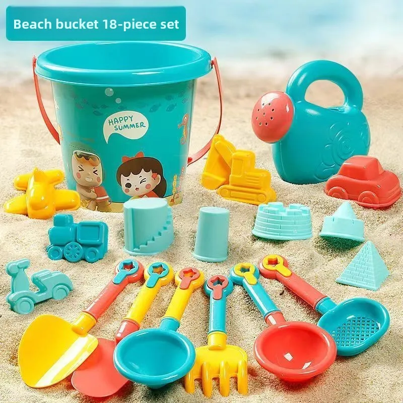 Novo conjunto de brinquedos de praia para crianças, praia, areia, água, balde de praia, escavação de areia, pá, ferramentas de praia