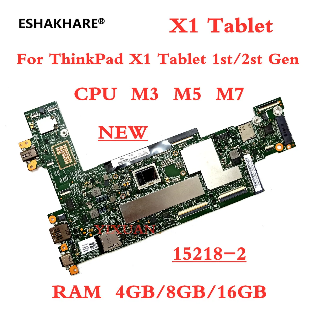 

original new 15218-2 For lenovo ThinkPad X1 Tablet 1st/2st Gen Motherboard with M7-6Y75 16GB RAM 00NY765/845 /846 100% Test work